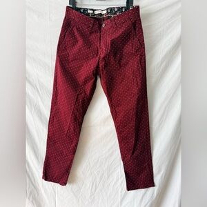 NWT Denim & Flower Burgundy Chinos with Polka Dots